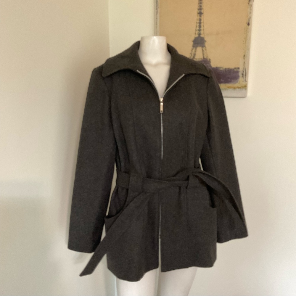 MDP Gray Wool Belted Coat M L